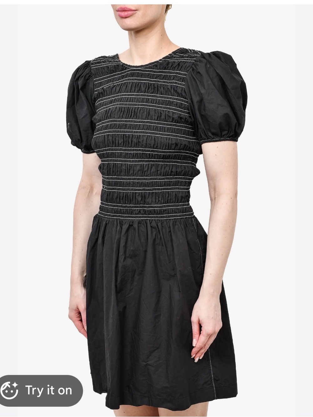 Ganni smocked mini dress